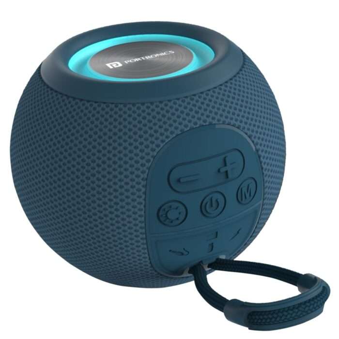 Portronics Resound 5W Bluetooth 5.3 Wireless Speaker with FM Radio, TWS Function, Multicolor LED Lights, 6-8 Hrs Playtime(Blue) - Image 1