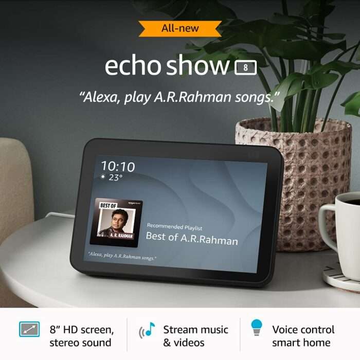 Echo Show 8 (2nd Gen, 2021 release)- Smart speaker with 8" HD screen, stereo sound & hands-free entertainment with Alexa - Image 2