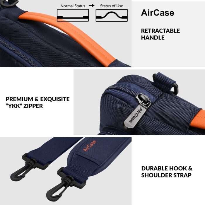 AirCase Office Sling Messenger Bag fits upto 14.1" Laptop/Macbook, Detachable Shoulder Strap, Waterproof, Shockproof - Blue - Image 3