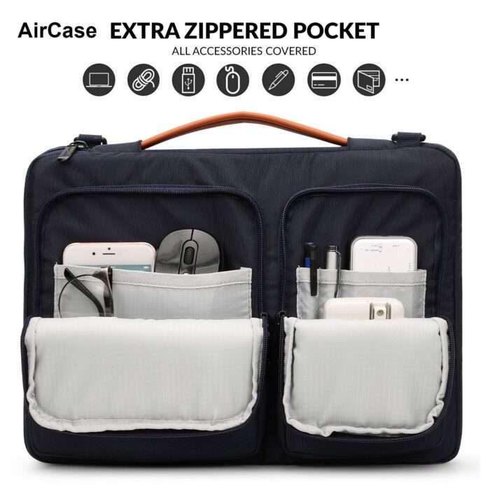 AirCase Office Sling Messenger Bag fits upto 14.1" Laptop/Macbook, Detachable Shoulder Strap, Waterproof, Shockproof - Blue - Image 4