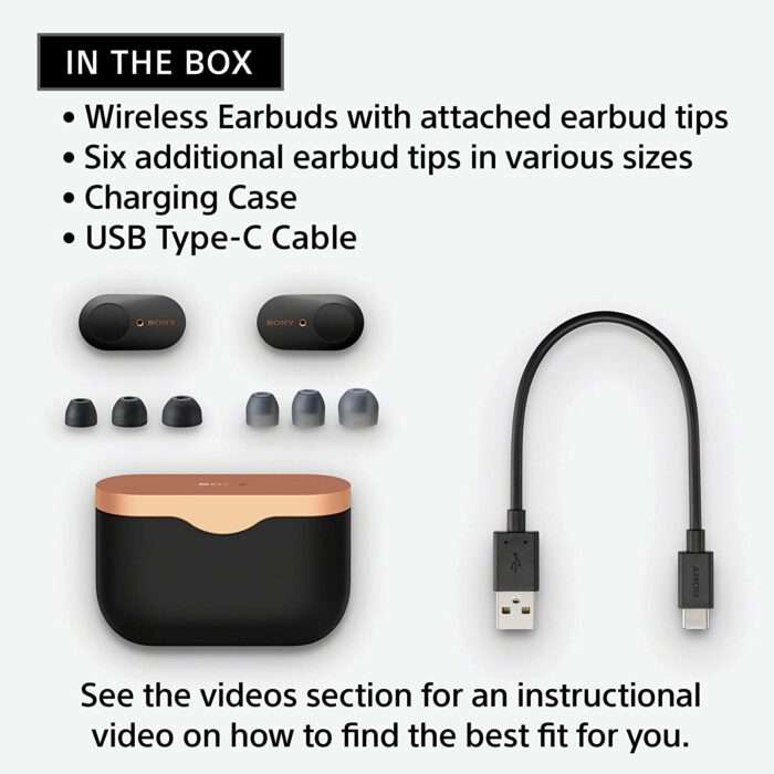 Sony WF-1000XM3 Industry Leading Active Noise Cancellation Earbuds, 32hr Battery Life, Bluetooth 5.0, Alexa Voice Control with Mic - Black - Image 3