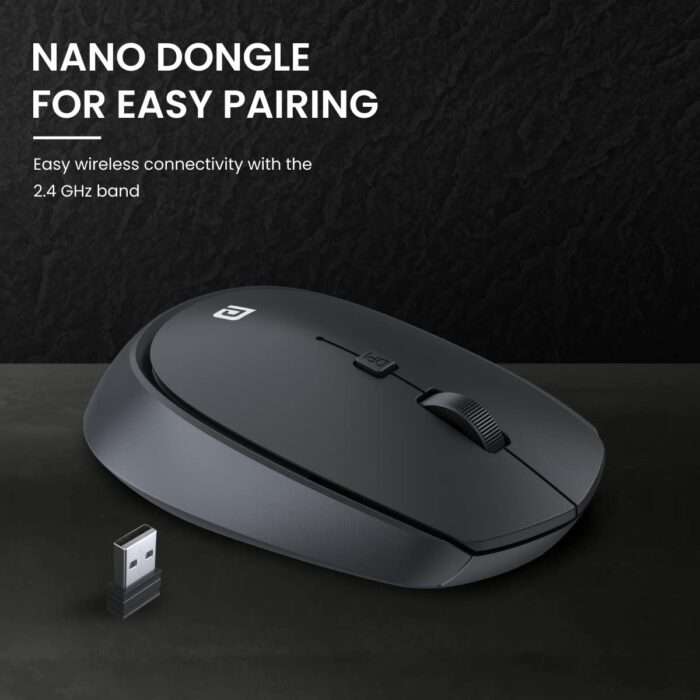 Portronics Toad 23 Wireless Optical Mouse with 2.4GHz, USB Nano Dongle, Optical Orientation, Click Wheel, Adjustable DPI -Black - Image 6