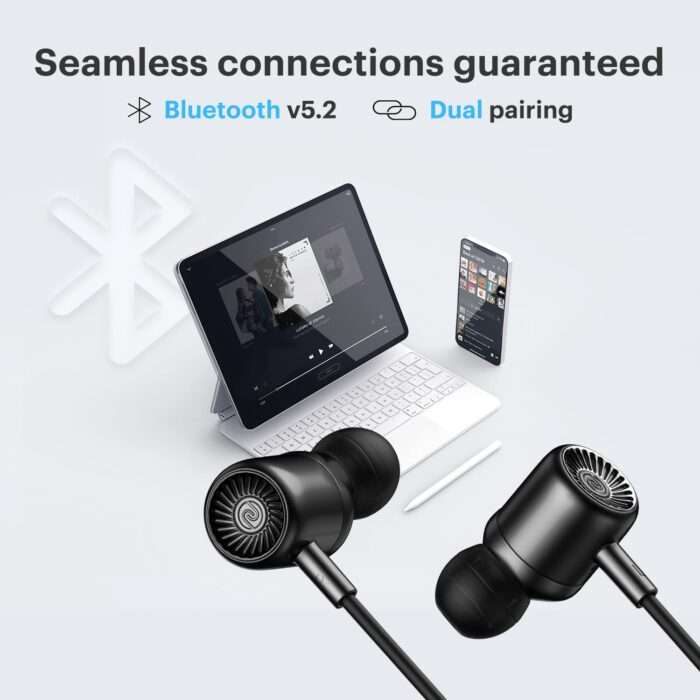 Noise Newly Launched Bravo Bluetooth in Ear Neckband with Upto 35 Hours of Playtime, 10mm Driver,& BT v5.2 - Jet Black - Image 5