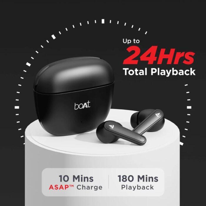 boAt Airdopes 113 with Powerful 13mm Drivers, Beast™ Mode for Gaming, ENx™ Technology, Up to 24 hours of Continuous Playback (Space Black) - Image 4
