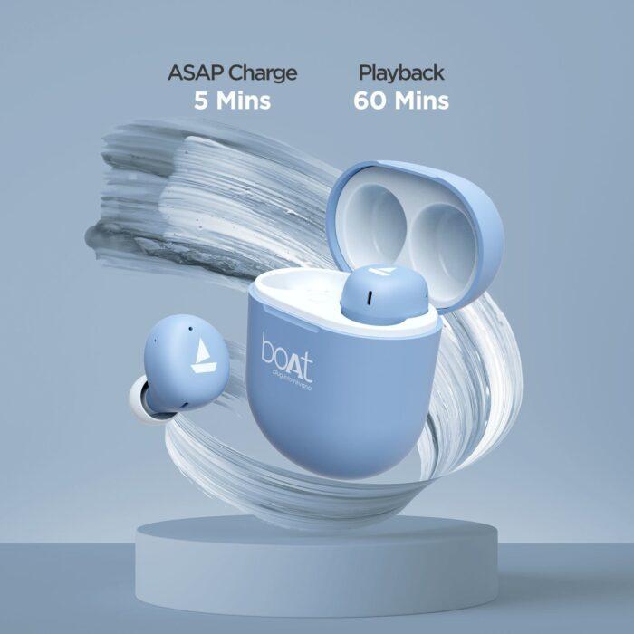 boAt Airdopes 381 Bluetooth In-Ear Wireless Earbuds with 7mm Rhythmic Dynamic Drivers, Nonstop Music UpTo 20 Hours -  Mint Purple - Image 2