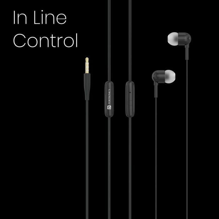 Portronics Conch 50 in-Ear Wired Earphone with Mic, 3.5mm Audio Jack(Black) - Image 5