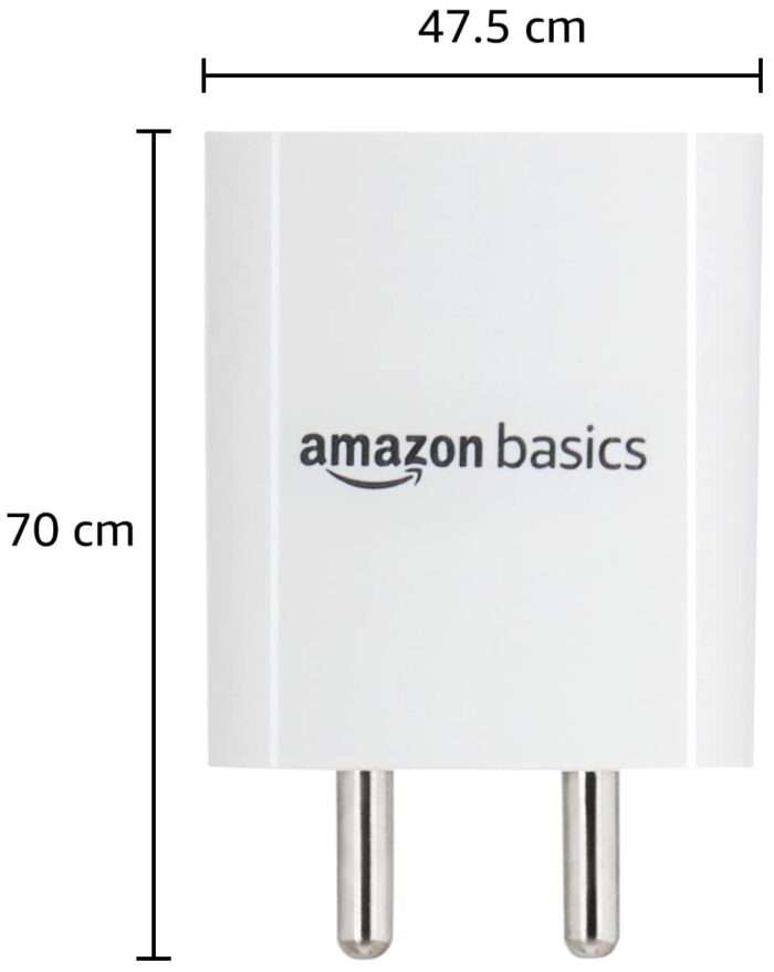 AmazonBasics 24W Phone Charger for Type C Adapter with Fast Charging Without Cable Easy to Carry Dual Output (White) - Image 6