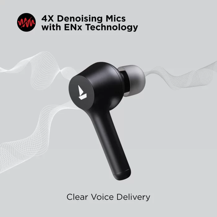 boAt Airdopes 281 Pro Wireless Earbuds with 4 Mics, ASAP Charge, 6mm Drivers, 32H Nonstop Audio Bliss, ENx™ Technology - Black - Image 4