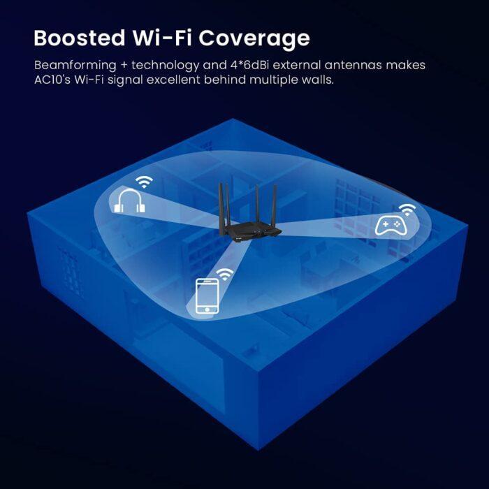Tenda AC10 AC1200 Wireless Smart Dual-Band Gigabit WiFi Router - Black, Not a Modem - Image 7