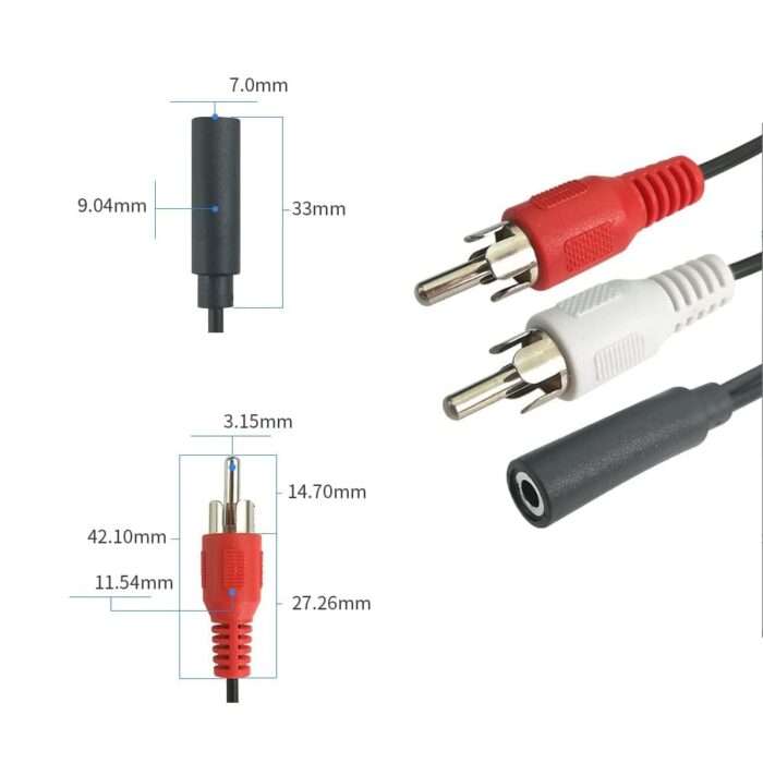 C&E M-CNE63417 CNE63417 2 x RCA Male, 1 x 3.5mm Stereo Female, Y-Cable 6-Inch Gold Plated Connector (2 Pack, Red/White) - Image 4