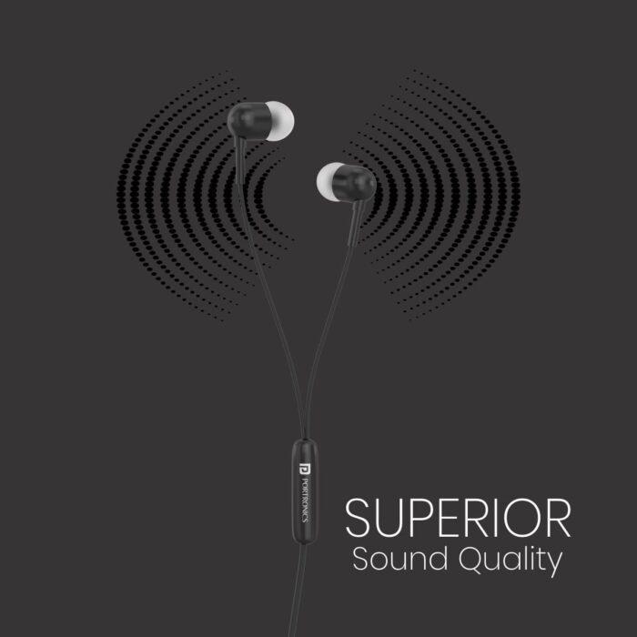 Portronics Conch 50 in-Ear Wired Earphone with Mic, 3.5mm Audio Jack(Black) - Image 4