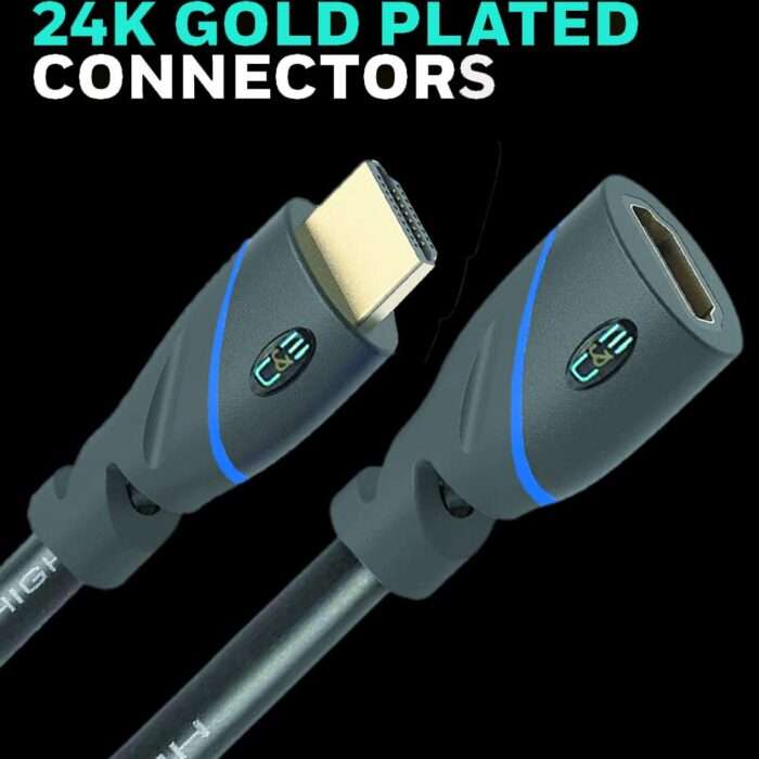 C&E CNE513218 (25 Feet/7.6 Meters) High Speed HDMI Cable Male to Female with Ethernet and Audio Return (Black) - Image 5