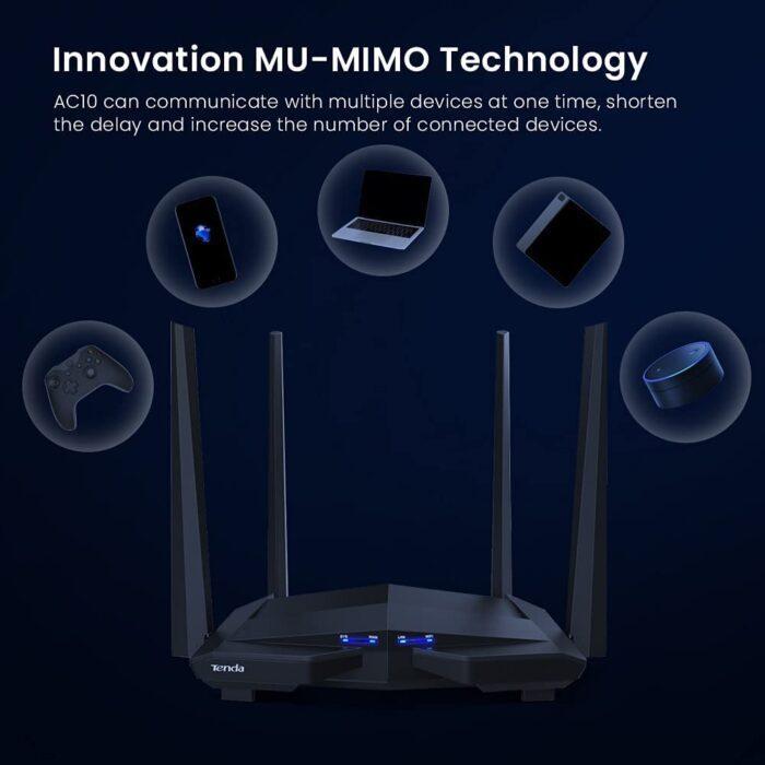 Tenda AC10 AC1200 Wireless Smart Dual-Band Gigabit WiFi Router - Black, Not a Modem - Image 6