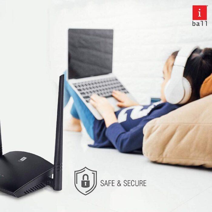 iball 300M MIMO Wireless-N Broadband 300 Mbps Wireless Router  (Black, Single Band) - Image 3