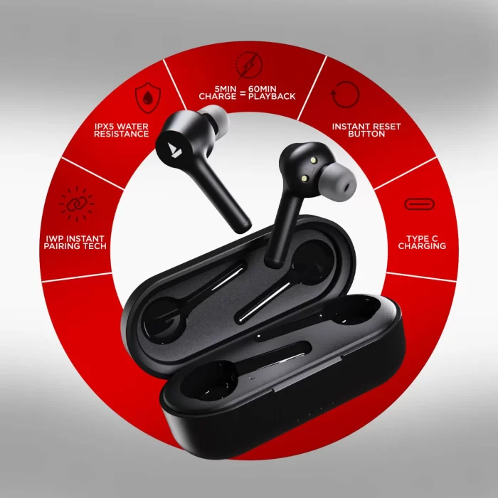 boAt Airdopes 281 Pro Wireless Earbuds with 4 Mics, ASAP Charge, 6mm Drivers, 32H Nonstop Audio Bliss, ENx™ Technology - Black - Image 5