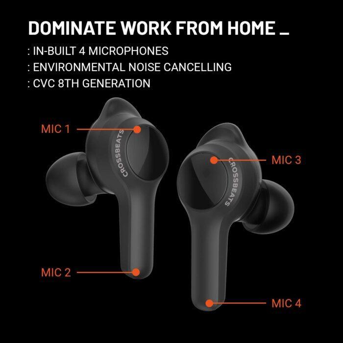 CrossBeats Torq Bluetooth in-Ear Earbuds, CVC 8th Gen, Music Gaming TWS Earphone, Qualcomm Aptx 72 Hrs Playtime - Image 4