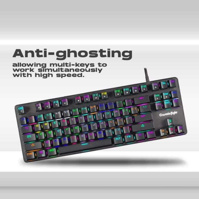 Cosmic Byte CB-GK-18 Firefly Per-Key RGB TKL Mechanical Keyboard with Swappable Outemu Red Switch - Black - Image 3