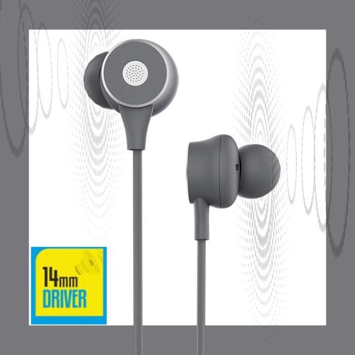 ZEBRONICS Zeb Buds 20 in Ear 3.5mm Wired Stereo Earphones with Mic, 1.2 Metre Cable, 14mm Drivers, in Line Mic & Volume Controller (Gray) - Image 2