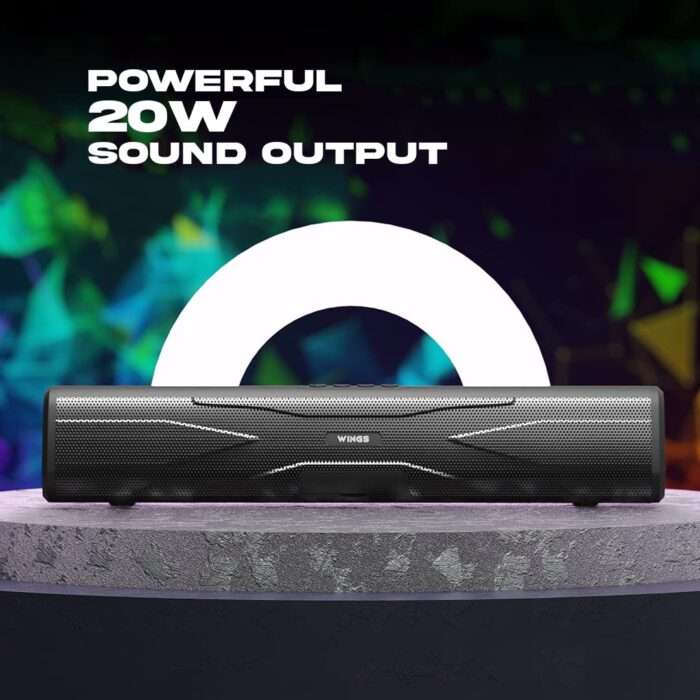 Wings Centerstage 300 Soundbar with TWS Bluetooth 5.0, Powerful 20W Output, 2500 mAh Battery and 7 Hours of Playback - Image 3