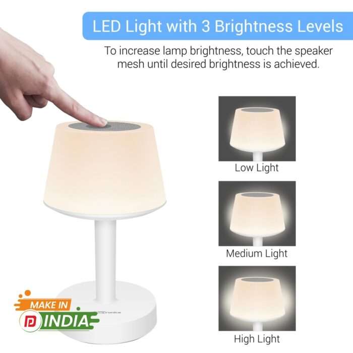 Portronics iLUMI, a Portable LED Lamp with Bluetooth Speaker, Color Changing LED Mood Light, 2000mAh Battery, Built-in Mic - Image 4