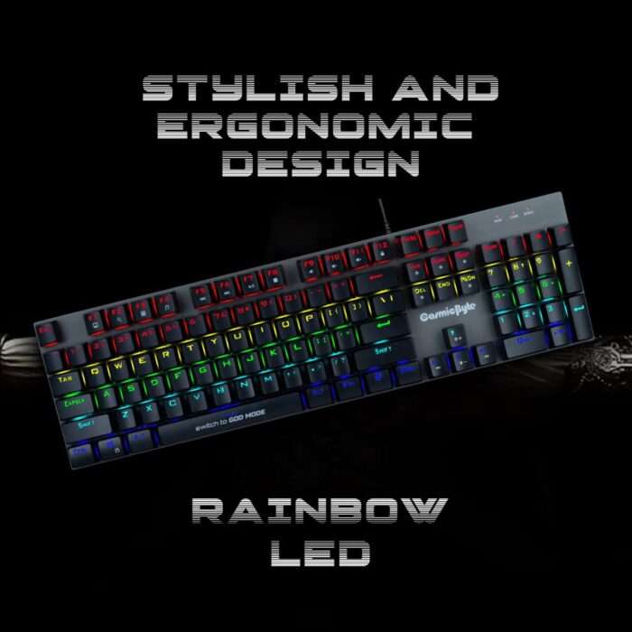 Cosmic Byte CB-GK-27 Vanth Mechanical Keyboard Upgraded with Swappable Outemu Blue Switches and Rainbow LED (Black/Grey) - Image 5