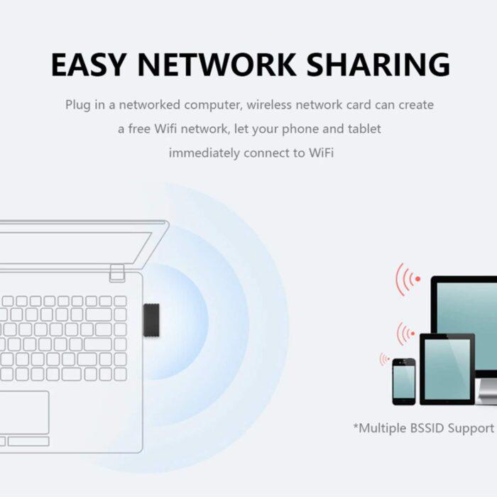 Gizga Essentials Wi-Fi Receiver Wireless Mini Wi-Fi Network Adapter WiFi USB Mini Adapter Supports 150 Mbps Wireless Data, Comes with Advanced Security WPA/WPA2 Encryption Standards, Black - Image 4