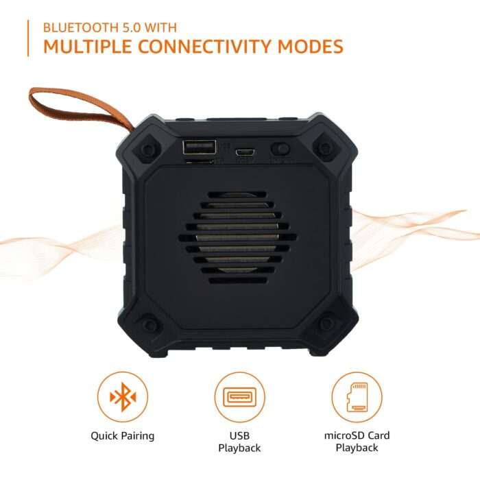 AmazonBasics 5W Bluetooth 5.0 Speaker, Upto 36 Hrs Playtime, True Wireless Technology, Built in Mic -Black - Image 5