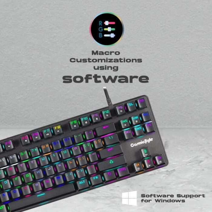 Cosmic Byte CB-GK-18 Firefly Per-Key RGB TKL Mechanical Keyboard with Swappable Outemu Red Switch - Black - Image 5
