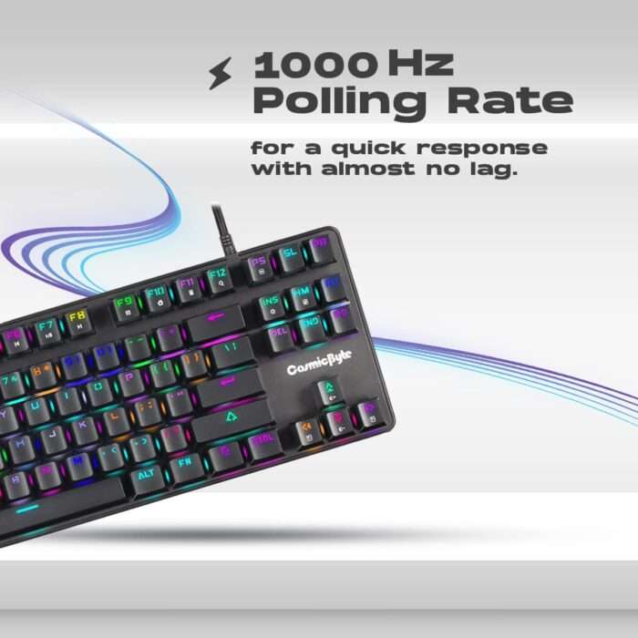 Cosmic Byte CB-GK-18 Firefly Per-Key RGB TKL Mechanical Keyboard with Swappable Outemu Red Switch - Black - Image 4