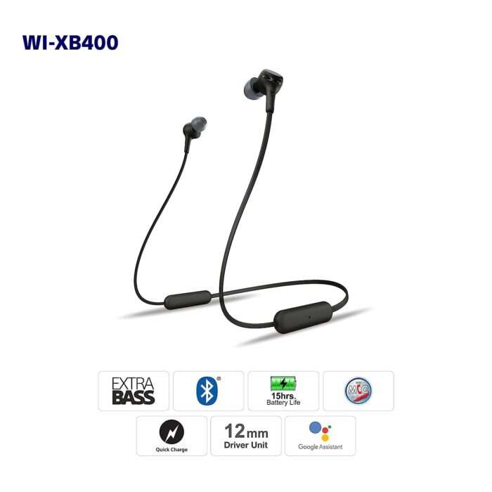 Sony WI-XB400 Wireless Extra Bass in-Ear Headphones with 15 hrs Battery, Quick Charge, Magnetic Earbuds - Black - Image 6