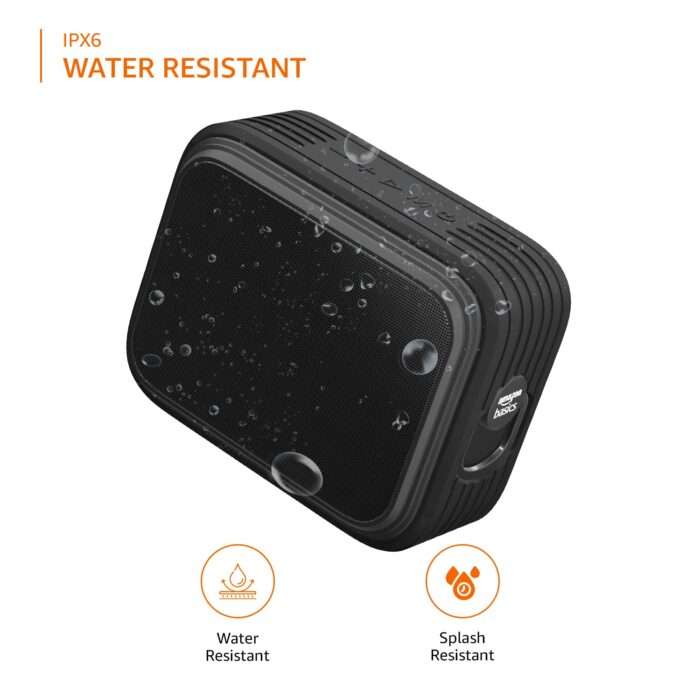 Amazon Basics Bluetooth Speaker, IPX5 Waterproof, TWS Function, 9W, Powerful Bass, BT 5.0, Up to 15hrs Playtime - Black - Image 3
