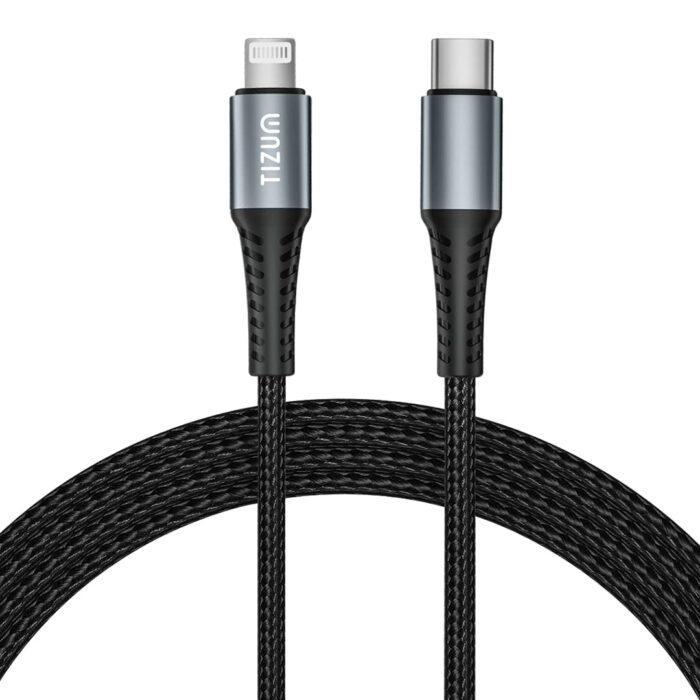 Tizum USB Type C to Lightning Cable with 20W Fast Charging & 480 Mbps Data Transmission Speed 3.9 Feet (1.2M) | Black - Image 1