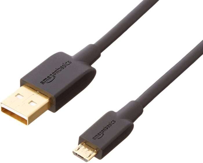 Amazon Basics Micro Usb Fast Charging Cable With Gold Plated Connectors (6 Feet, Black) - Image 1