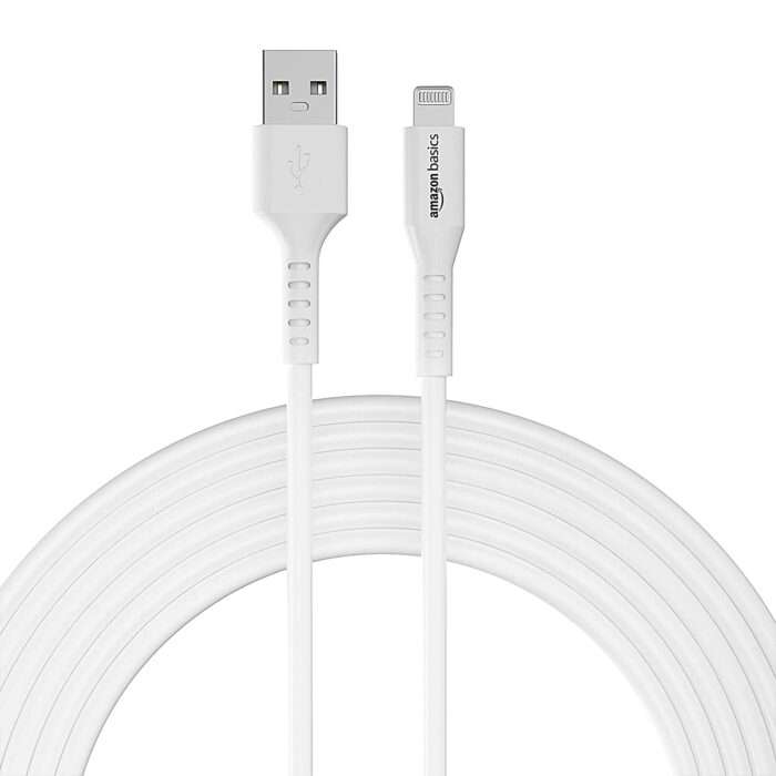 Amazon Basics USB A to Lightning MFi Certified Charging Cable,1.8 meter (White) - Image 1