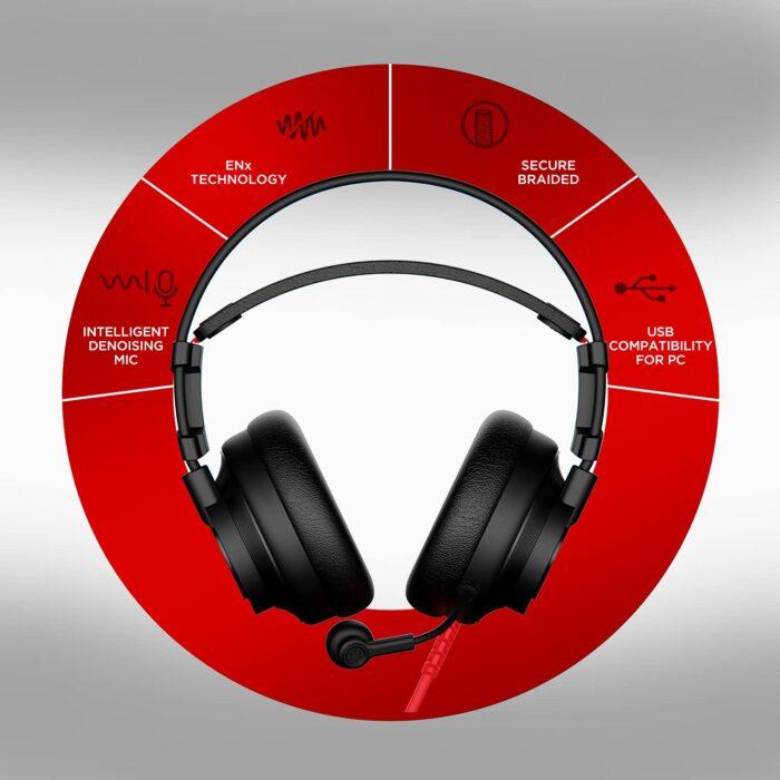 boAt Immortal IM-200 7.1 Channel Wired Over Ear USB Gaming Headphone with RGB Breathing LED wih MIC - Black - Image 5