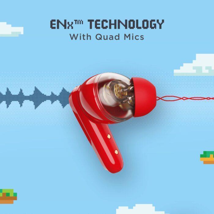 boAt Airdopes 191G Wireless Earbdus Gaming Earbuds with 2x6mm Dual Drivers, Quad Mics with ENx™ - Red - Image 4
