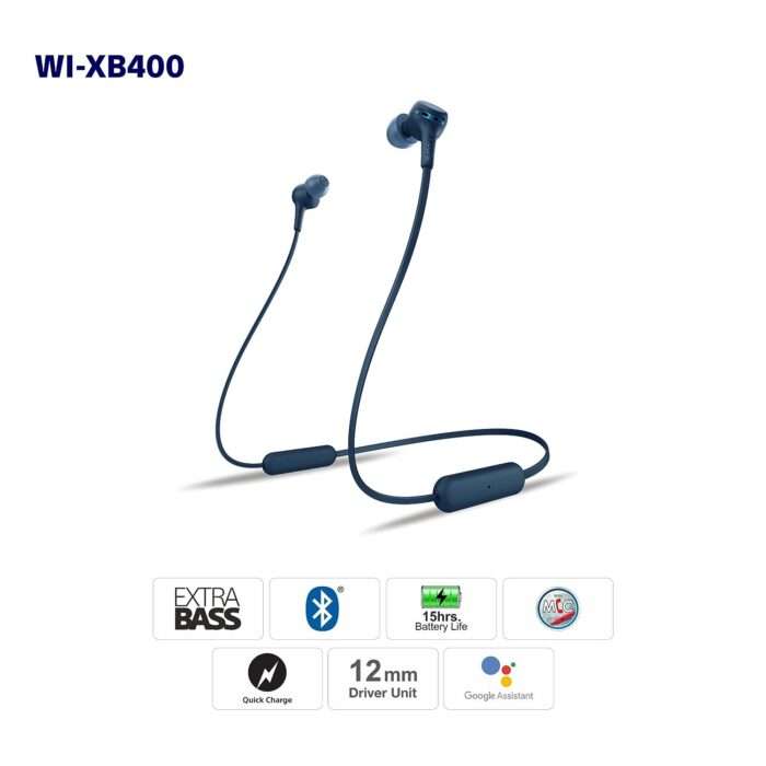 Sony WI-XB400 Wireless Extra Bass in-Ear Headphones with 15 hrs Battery, Quick Charge, Magnetic Earbuds - Blue - Image 3