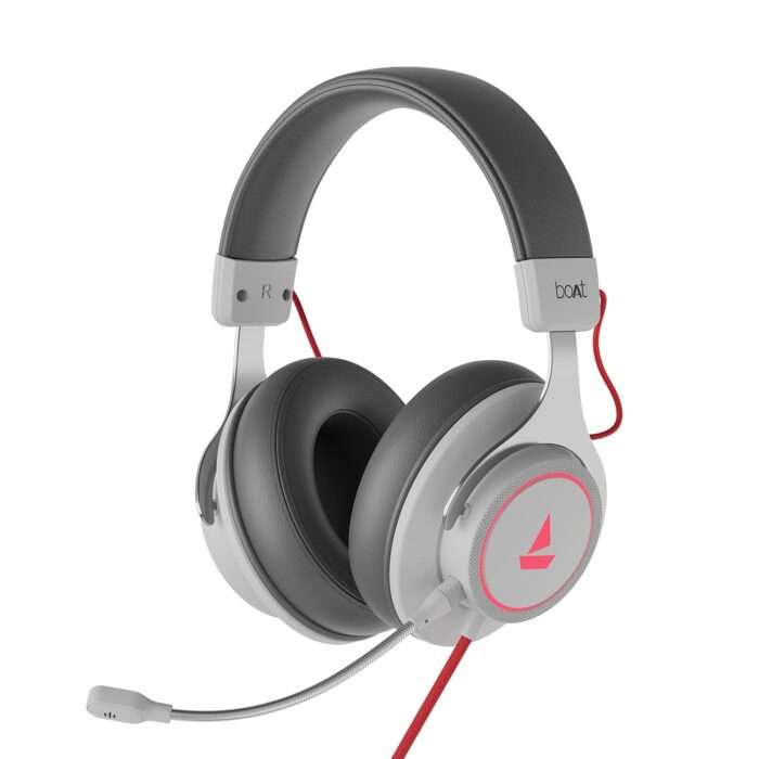 boAt Immortal IM1000D Dual Channel Gaming Wired Over Ear Headphones with mic, Dolby Atmos, 50mm Drivers - White Sabre - Image 1