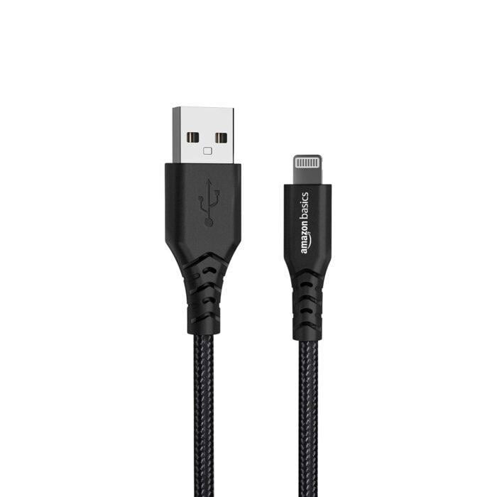 AmazonBasics USB A to Lightning PVC Molded Nylon Charging Cable 1.8 meter (Black) - Image 2