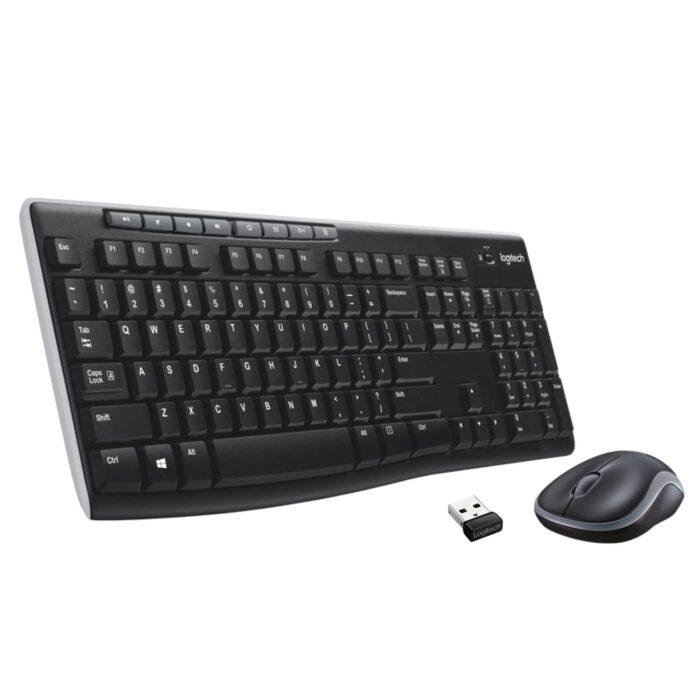 Logitech Wireless mk270 Wireless USB Keyboard and Mouse Set, Black - Image 1