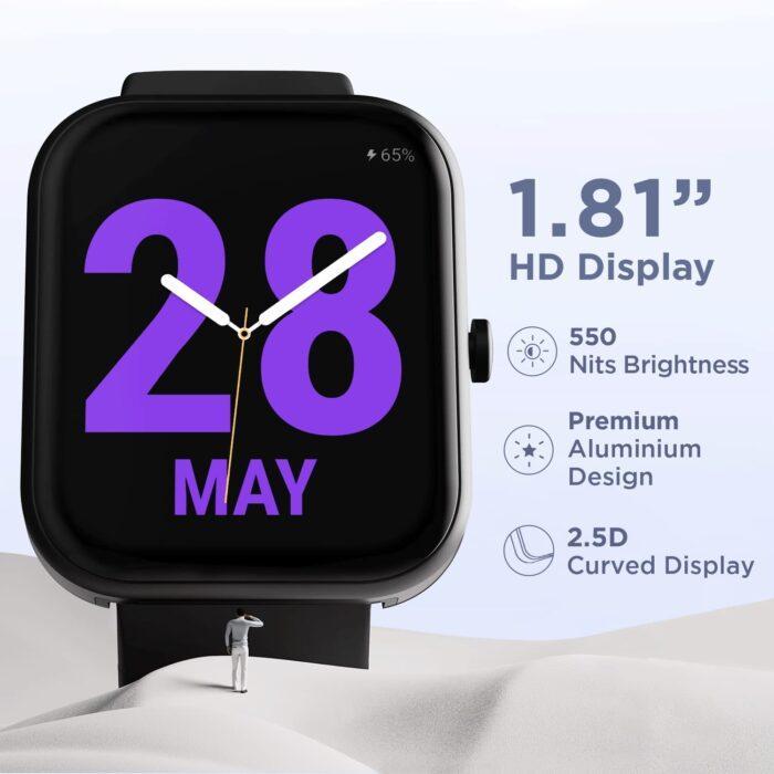 boAt Wave Electra 1.81 inch Full Touch Large Display Smartwatch with Bluetooth Calling, 100+ sports modes - Charcoal Black - Image 2