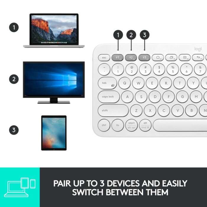 Logitech K380 Wireless Multi-Device Bluetooth Keyboard - Off White - Image 5