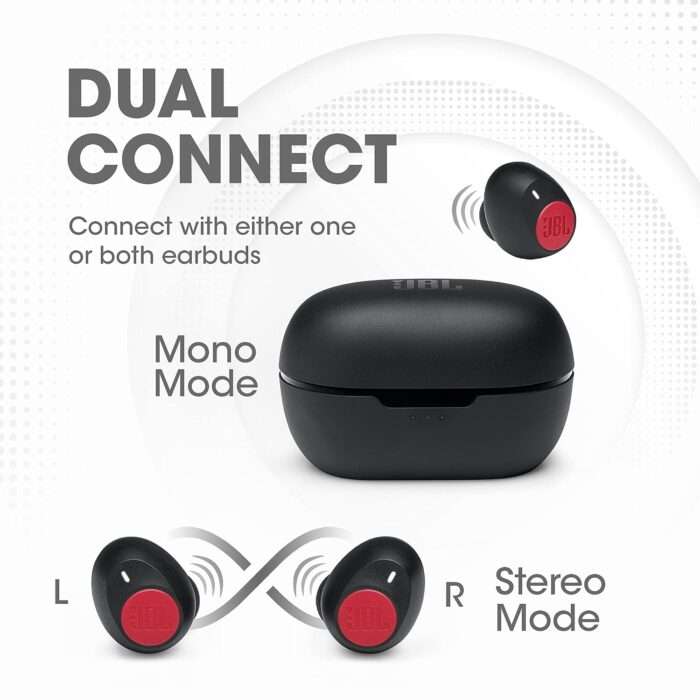 JBL C115 True Wireless in Ear Earbuds with Mic, Jumbo 21 Hours Playtime with Quick Charge, True Bass, Dual Connect, Bluetooth 5.0 - Red - Image 3