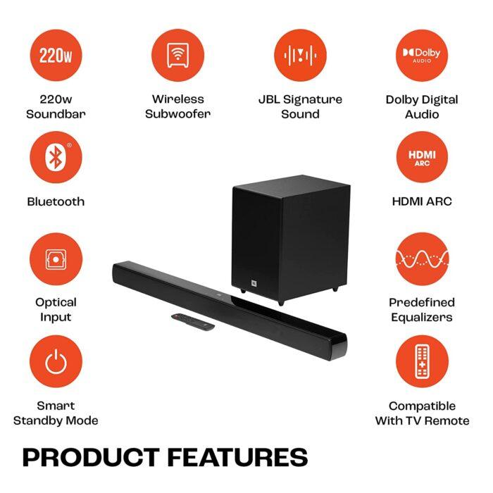 JBL Cinema SB271, Dolby Digital Soundbar with Wireless Subwoofer for Extra Deep Bass, 2.1 Channel Home Theatre - Image 3
