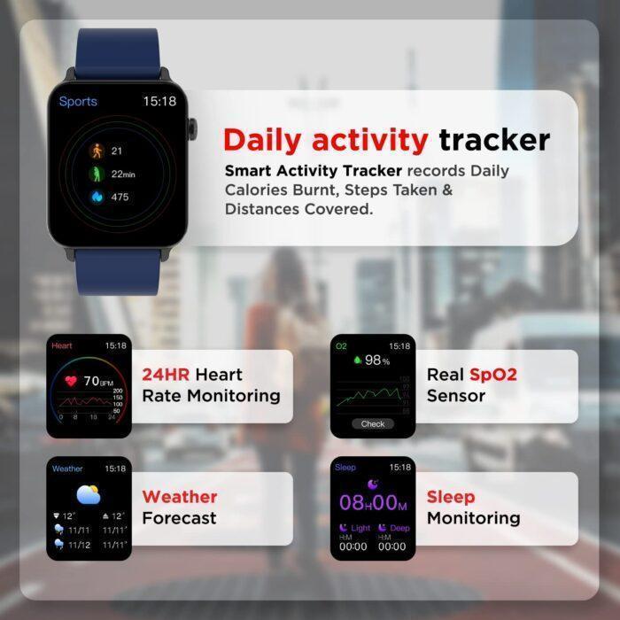 boAt Wave Lite Smartwatch with 1.69" HD Display, HR & SpO2 Level Monitor, 140+ Watch Faces, IP68 & 7 Days Battery Life (Deep Blue) - Image 4