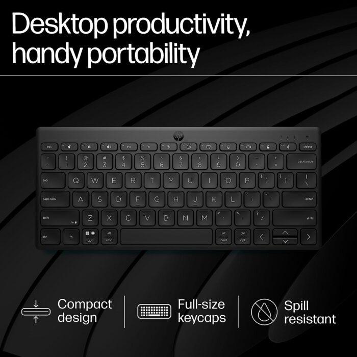 HP 350 Compact Multi-Device Bluetooth Wireless Keyboard; Spill Resistant; Swift Pair; Auto-Detection, Battery Life Up to 24 Months - Image 2