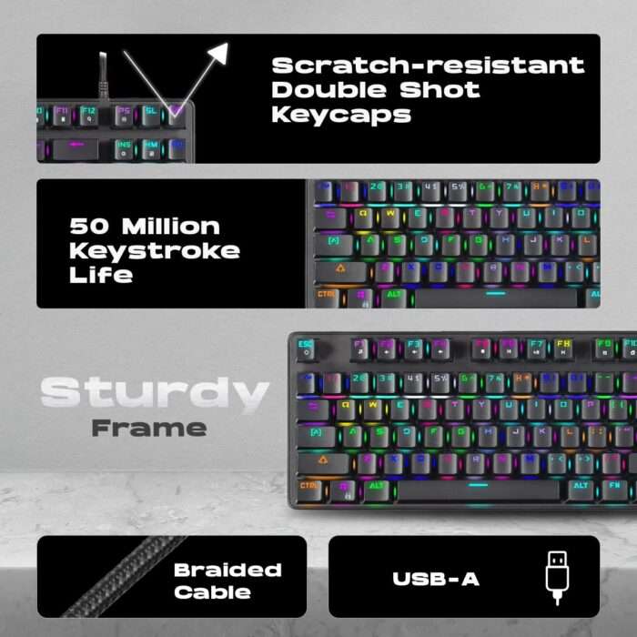 Cosmic Byte CB-GK-18 Firefly Per-Key RGB TKL Mechanical Keyboard with Swappable Outemu Red Switch - Black - Image 6