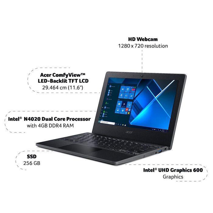 Acer Travelmate Business Laptop Intel Pentium N5030 Quad-core Processor (4GB DDR4/ 128GB SSD/UHD Graphics/Windows 11 Home/Spill Resistant Keyboard) TMB311-31 with 29.4 cm (11.6 Inches) HD Display - Image 7