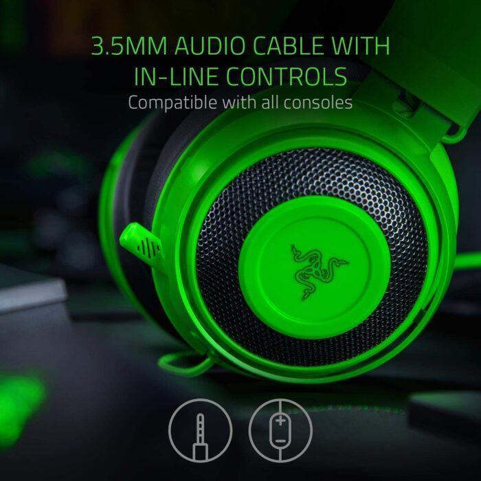 RAZER Kraken Over-Ear Wired Gaming Headset with Mic (Clear & Powerful Sound, RZ04-02830200-R3M1, Green) - Image 5