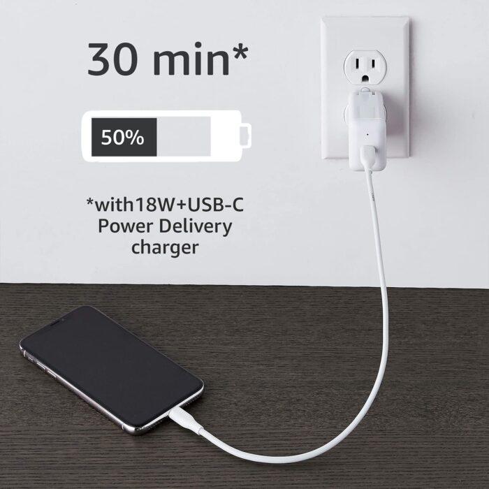 Amazon Basics Mfi Certified Usb-C To Lightning Cable Cord For Smartphone, 1-Ft, White - Image 5